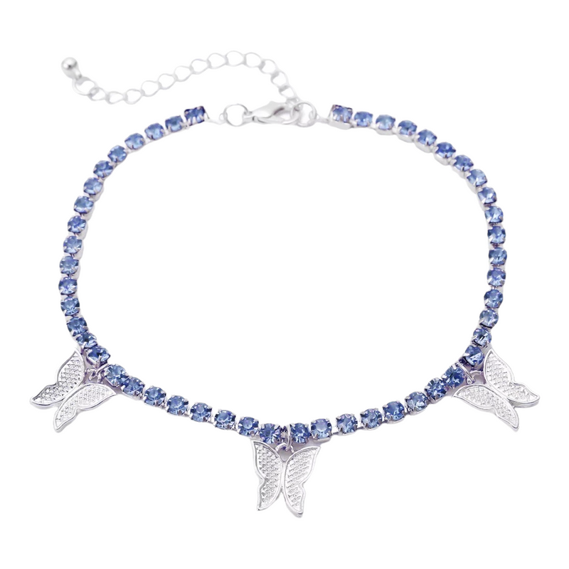 3 Charm Butterfly Tennis Anklet