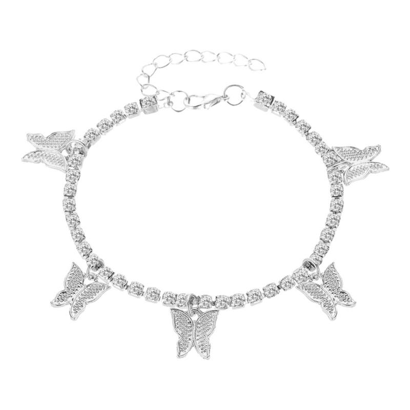 5 Charm Butterfly Tennis Anklet