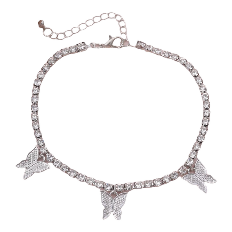 3 Charm Butterfly Tennis Anklet